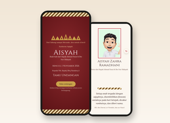 Tampilan tema Aqiqah Nusantara